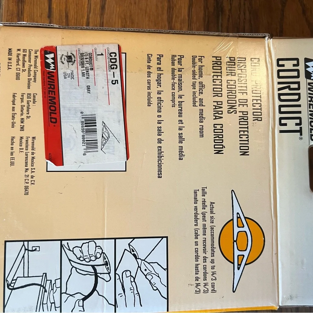 NWT Wiremold Corduct Cord Protector. 5feet. Gray